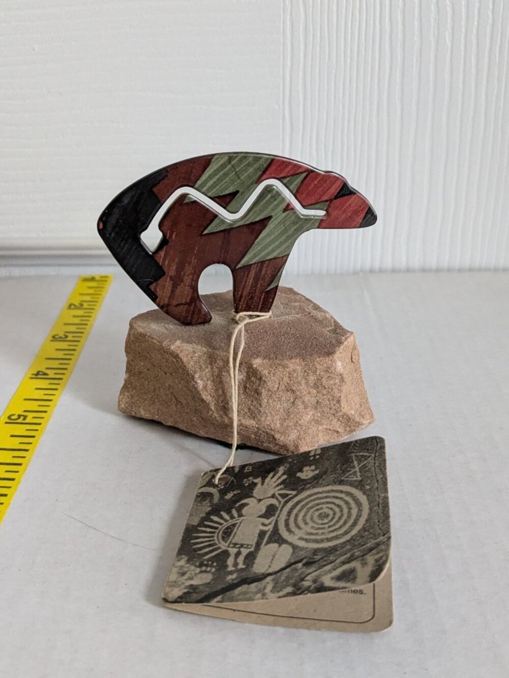 LAZART Fetish Bear Petroglyph On Rock Figurine